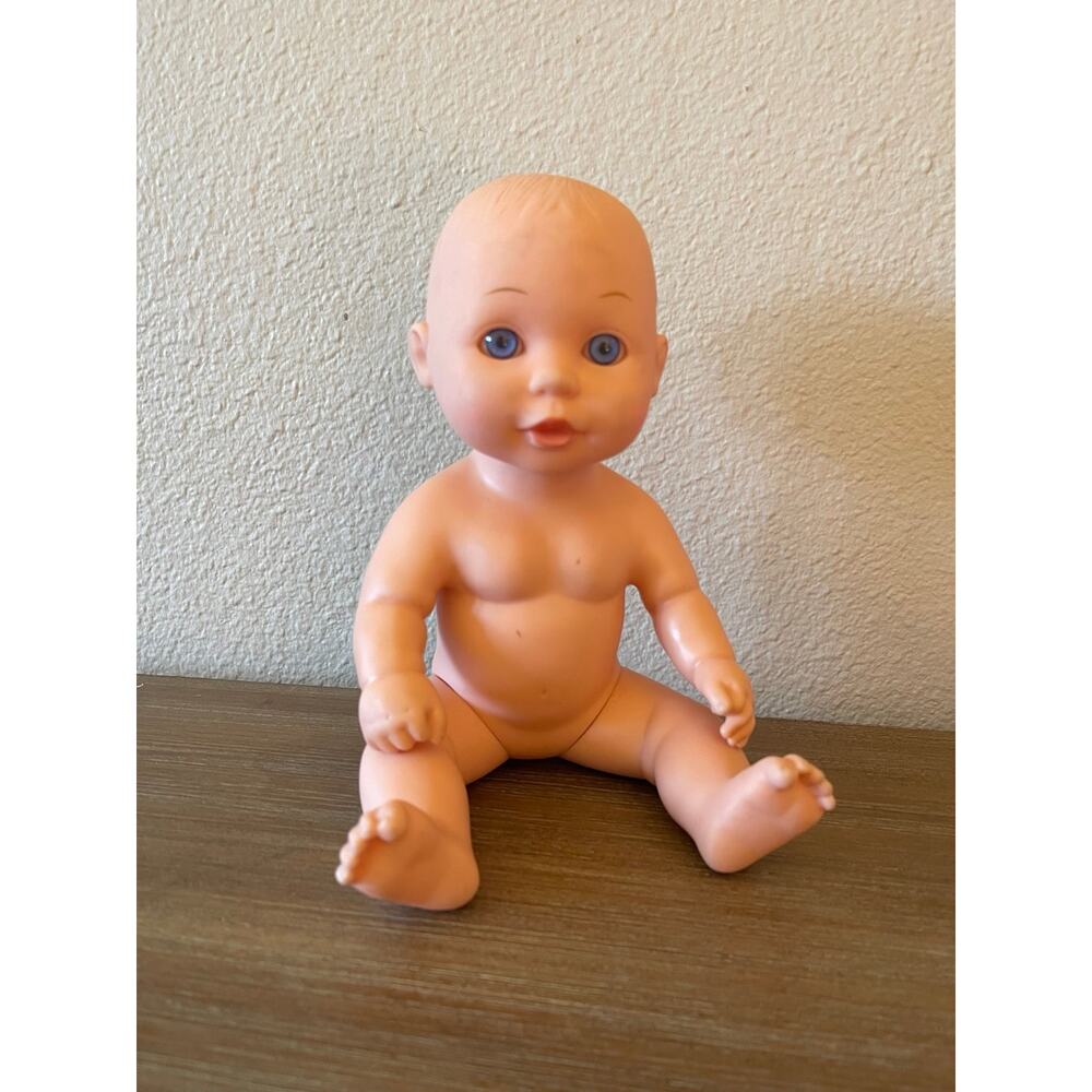 Vintage 13” Rubber Doll Blue Eyes and Movable Legs